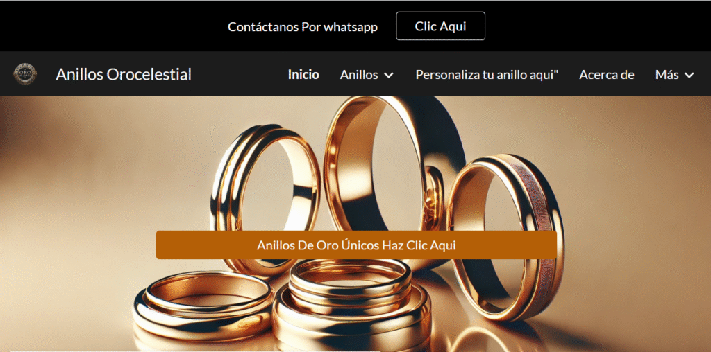 Imagen de sitio web de anillos para seccion de ejemplos de páginas web diseño jhonnypáginasweb