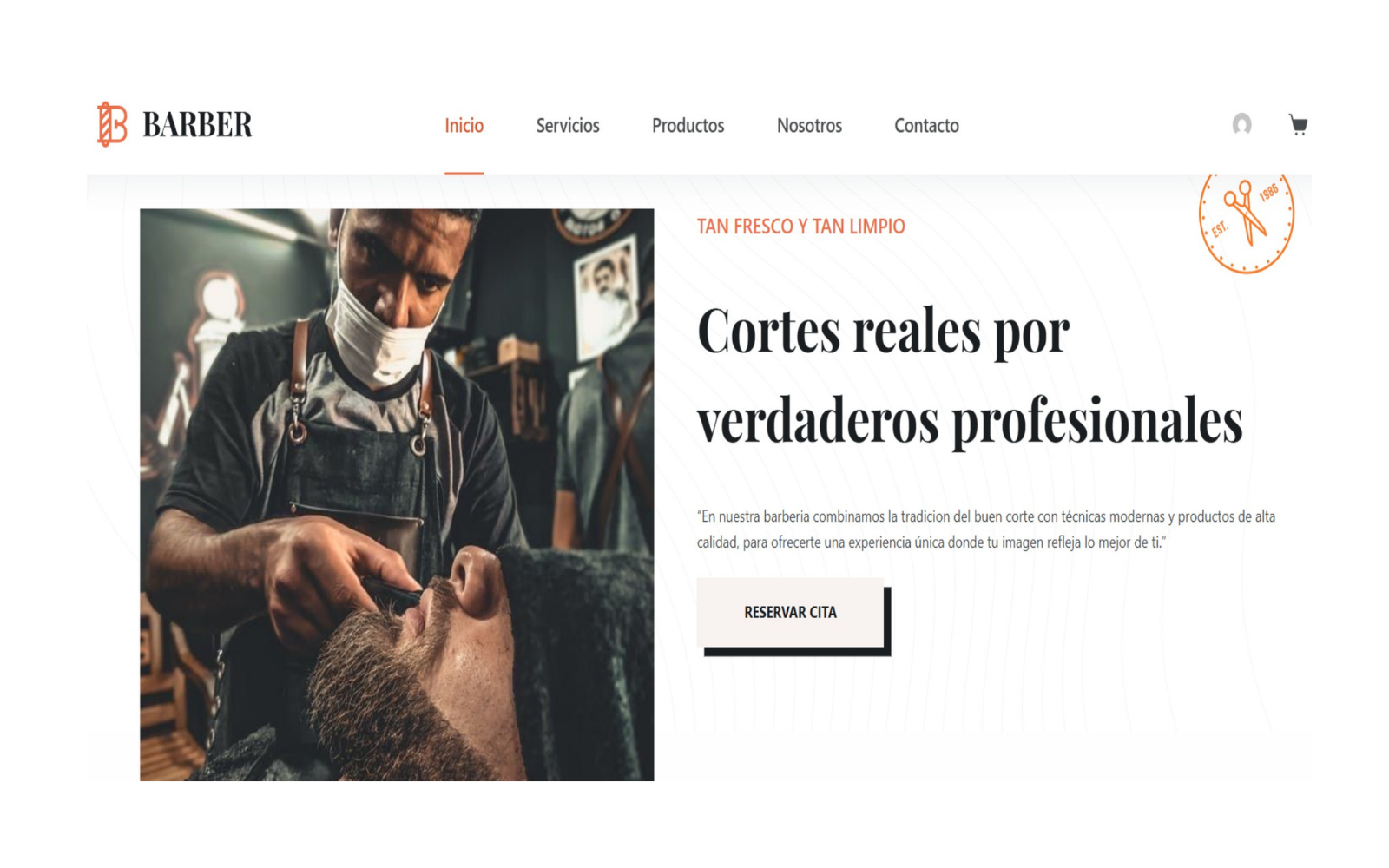 Imagen mostrando sitio web de servicios de barberia para la seccion de ejemeplos de páginas de diseño jhonnypáginasweb
